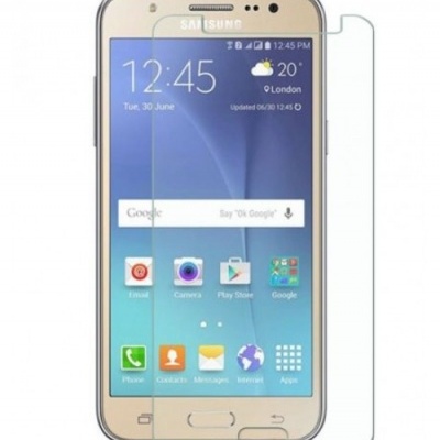 Telemóvel Samsung dourado com película protetora transparente ao lado