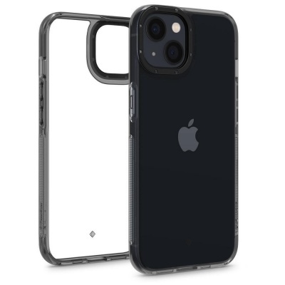 Telemóveis pretos com capas transparentes robustas e lentes de câmera dupla