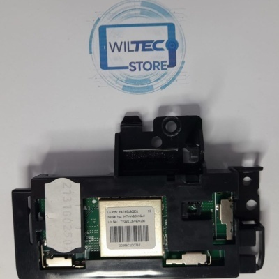 Módulo eletrónico preto com etiquetas e logótipo WILTEC STORE em fundo branco