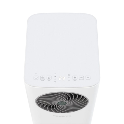 Ventoinha ou purificador branco ROWENTA com painel digital e botões tácteis