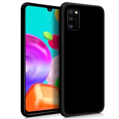 Smartphone preto com ecrã colorido e três câmaras na parte traseira