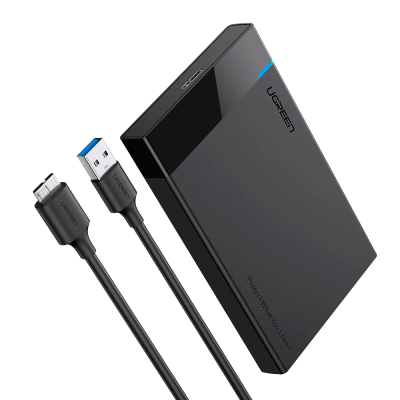 Disco rígido externo preto UGREEN com cabos USB