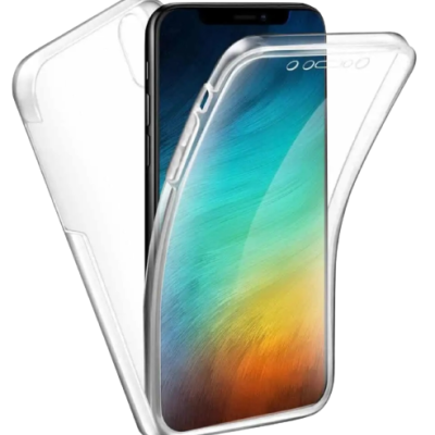 Capa transparente de silicone para smartphone sobre telemóvel com ecrã colorido