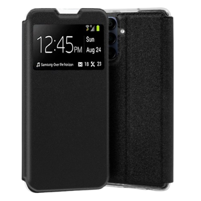 Capa protetora preta para smartphone com janela de visualização