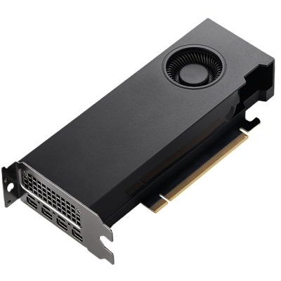 Placa gráfica preta com ventoinha e conetores DisplayPort e HDMI