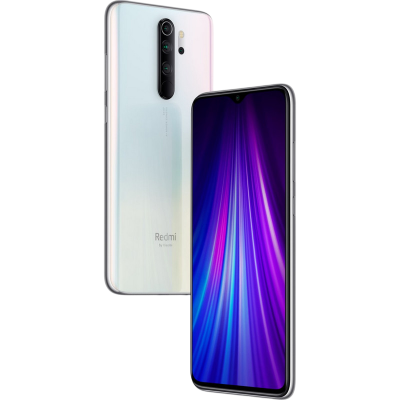 Smartphone Redmi branco com múltiplas câmaras e ecrã com notch