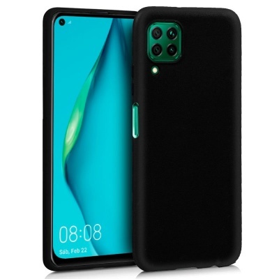 Smartphone com capa preta e ecrã azul