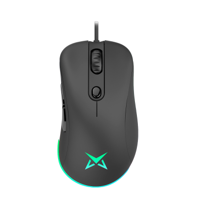 Rato de computador preto com luz LED azul e verde e scroll texturizado