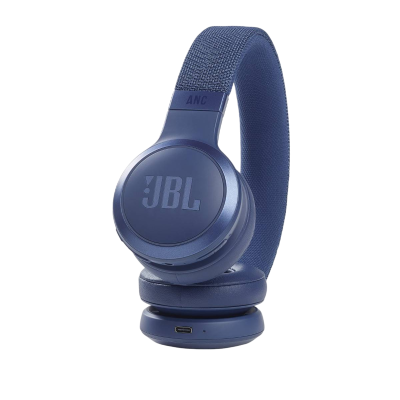 Auriculares sem fios JBL azuis com arco e almofadas acolchoadas