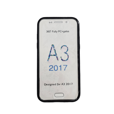 Capa protetora preta para smartphone A3 2017 com texto impresso