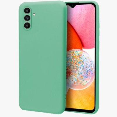 Telemóvel com capa protetora verde claro e ecrã colorido