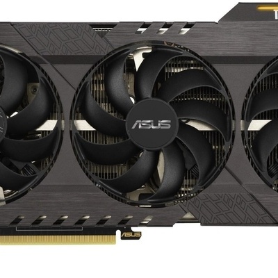 Placa gráfica ASUS TUF GAMING preta com três ventoinhas