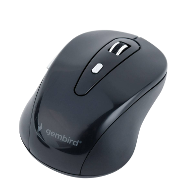 Rato preto sem fios da gembird com roda de scroll preta e branca