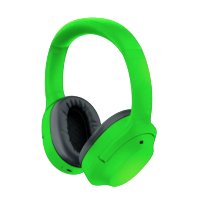 Auriculares sem fios over-ear verdes com almofadas negras