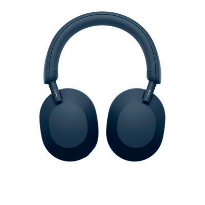 Auriculares over-ear azuis escuros com almofadas grandes