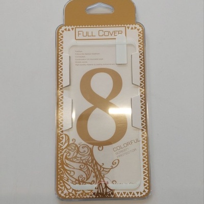 Embalagem de tampa protetora para telemóvel com design branco e dourado