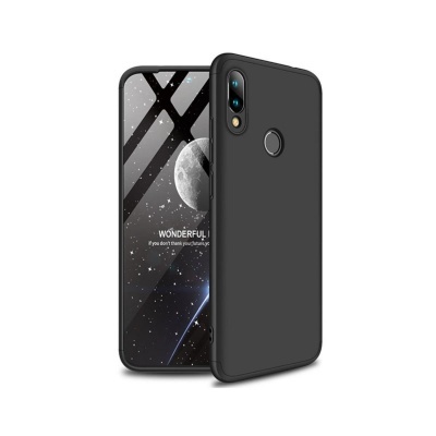 Smartphone preto com capa protetora e ecrã frontal com imagem do espaço