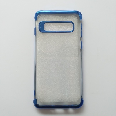 Capa de smartphone transparente com bordas azuis
