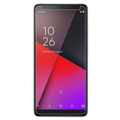 Smartphone com ecrã grande a mostrar data, hora e interface de bloqueio