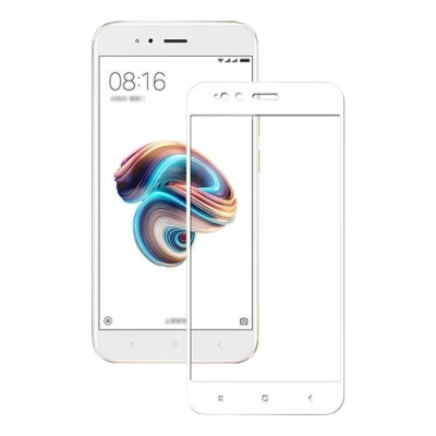 Smartphone branco com ecrã ligado e película protetora transparente