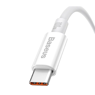 Cabo USB tipo C branco Baseus com conector laranja