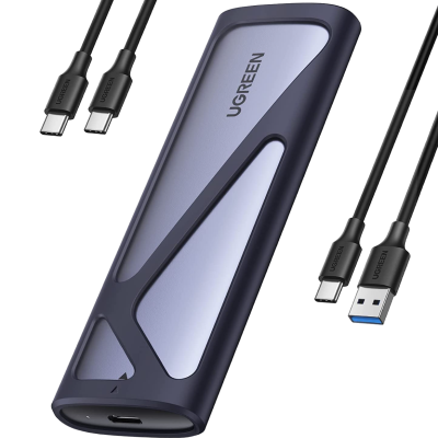 Hub USB UGREEN cinzento e preto com cabos USB