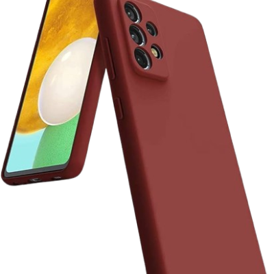 Telemóvel com capa protetora vermelha e ecrã colorido visível