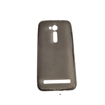 Capa de telemóvel preta translúcida com recortes para câmara e botões