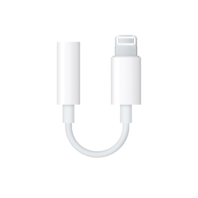 Adaptador branco Lightning para jack 3,5 mm com cabo curto