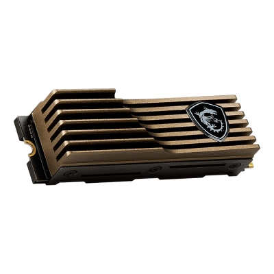 SSD com dissipador dourado e logo dragão preto e branco