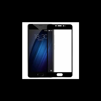 Telemóvel preto com ecrã azul e vidro protetor preto