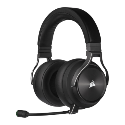 Auricular negro com microfone e logo Corsair