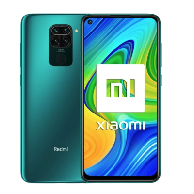 Smartphone Xiaomi Redmi com ecrã colorido e capa traseira verde