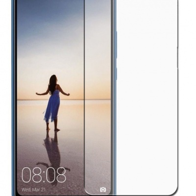 Smartphone Huawei azul com ecrã e protetor de ecrã transparente