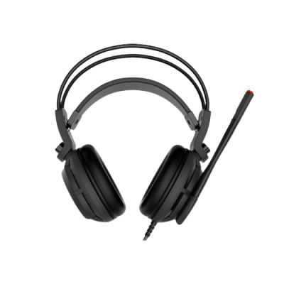 Auricular preto com microfone e alça ajustável