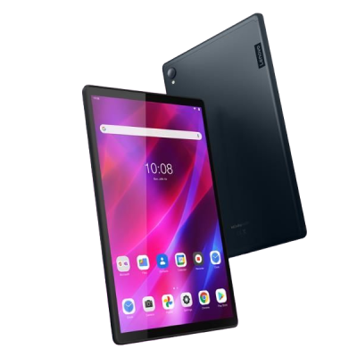 Tablet Lenovo preto com ecrã tátil e aplicações abertas