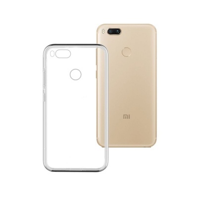 telemóvel Xiaomi dourado com capa transparente