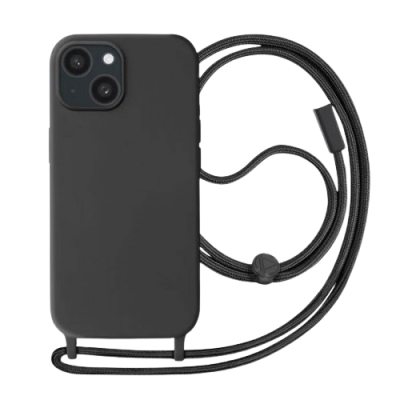 Capa preta para smartphone com cordão preto ajustável