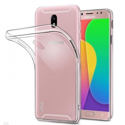 Smartphone Samsung rosa com capa protetora transparente