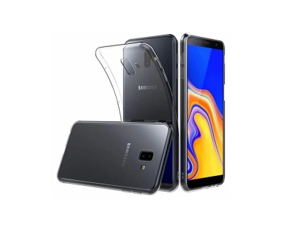 Dois smartphones Samsung pretos, um com capa protetora transparente.