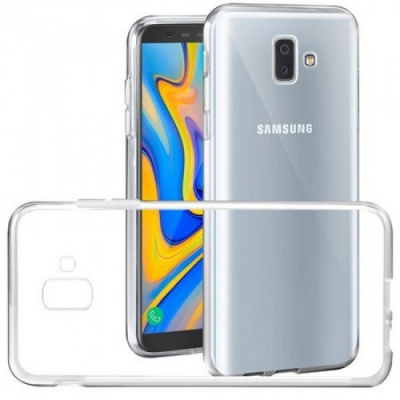 Telemóvel Samsung prateado com ecrã colorido e capa transparente