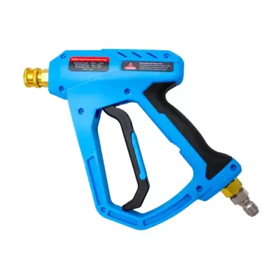 Pistola de alta pressão azul com detalhes pretos e metálicos dourados