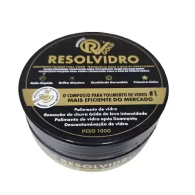 Produto para polimento de vidro Resolvidro em embalagem preta redonda