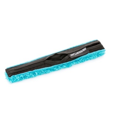 pano de limpeza retangular preto com franjas azuis e etiqueta UNGER