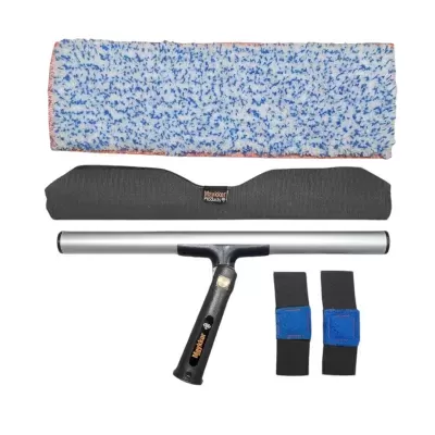 Conjunto de limpeza para janelas com lavadora de microfibra, suporte, lâmina de secagem e presilhas