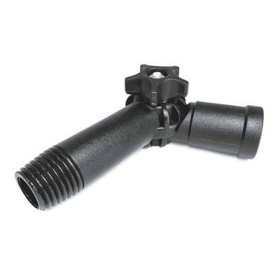 torneira de jardim preta em plástico com rosca e manípulo de aperto