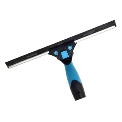 Raspador de janelas azul e preto com lâmina de borracha preta