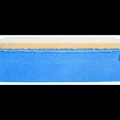 Esponja de limpeza azul e amarela com três camadas