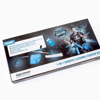 Embalagem de kit de limpeza de janelas 5 em 1 com imagens e texto em inglês