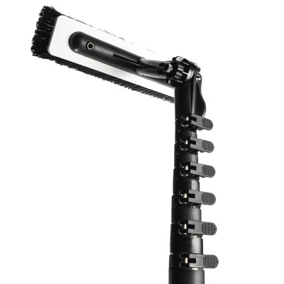 Escova de limpeza preta com cabo ajustável e cerdas